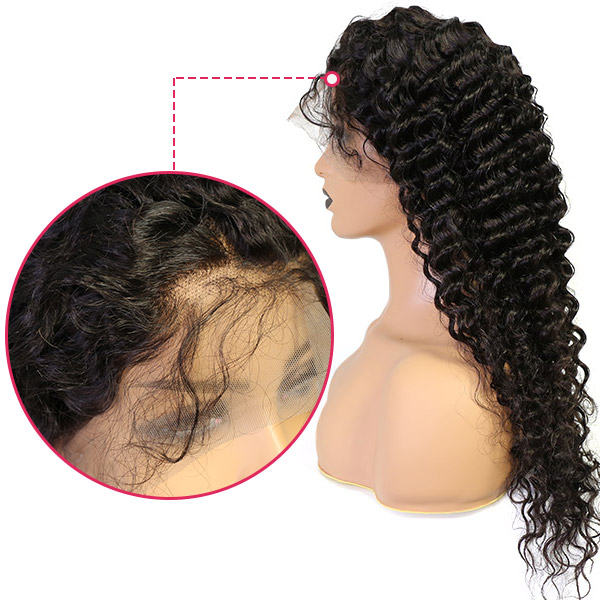 360 Lace Frontal Wigs 130% Density Deep Wave Human Hair