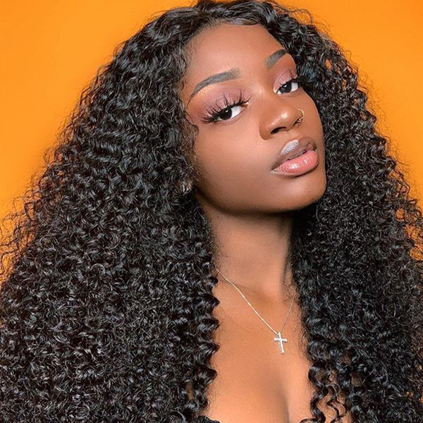 360 Lace Frontal Wigs 180% Density Deep Curly Human Hair