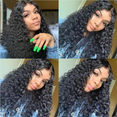 360 Lace Frontal Wigs 130% Density Deep Wave Human Hair