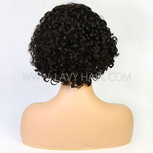 130% Density Lace Frontal Short Bob Wig Pixie Curly Preplucked Human Hair Pixie XX03