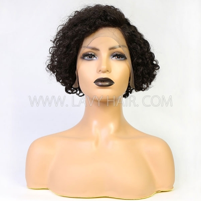 180% Density 13*4 Lace Frontal Short Bob Wig Pixie Curly Preplucked Human Hair Pixie XX02