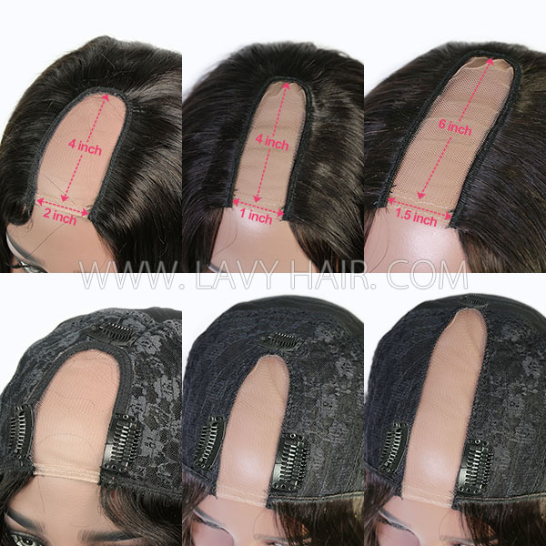 (New Update) 12-40 Inches 150%&200% Density U part /Vpart Wigs Body Wave 100% Human Hair Half Wig