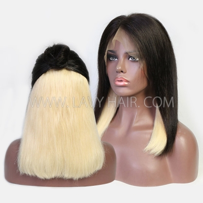 Peekaboo Color 180% Density Hidden Color Highlight Color Lace Frontal Bob Wig Straight Hair