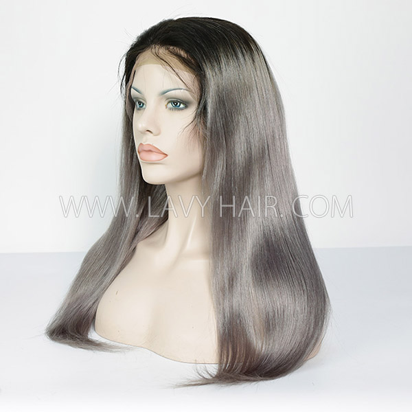 1B/grey Color Lace Frontal Wig Straight Hair Human Hair