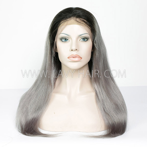 1B/grey Color Lace Frontal Wig Straight Hair Human Hair