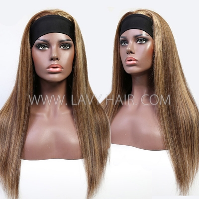 Highlight P4/27 Color Adjustable Scarf Headband Wig 100% Human Virgin Hair Not Lace Wig