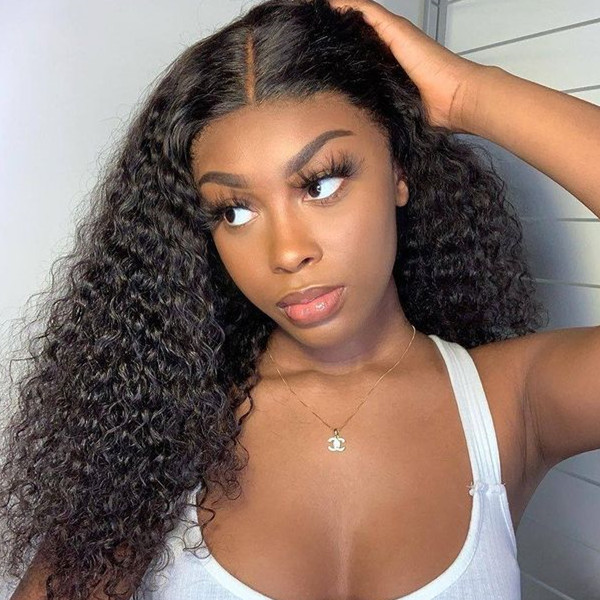 130%&180%&300% Density Deep Curly Preplucked Glueless 13*4 Lace Front Wigs Human Hair Wet Curl