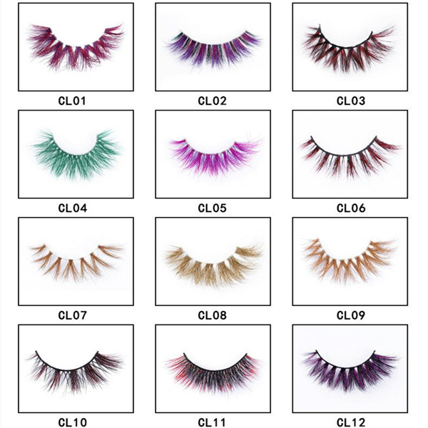 1 Pair 9D Color Mink Hair False Eyelashes (12 color choices ,leave message or by random)