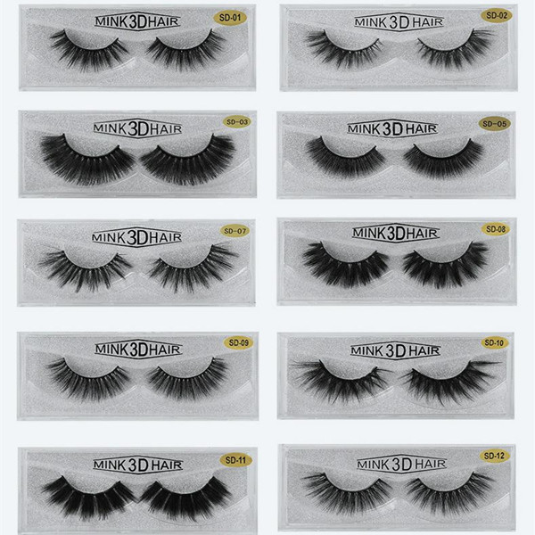 1 Pair 3D Mink Hair False Eyelashes SD Series (20 size choices ,leave message or by random)