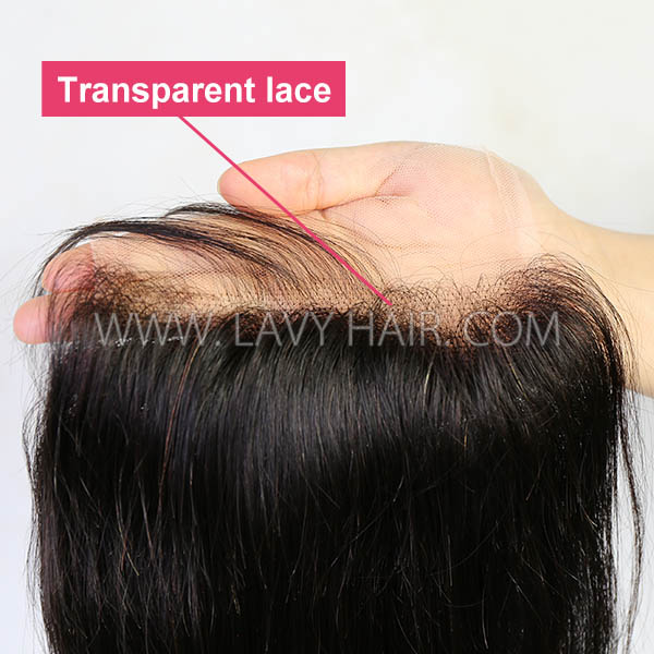 Superior Grade Top Quality Lace closure 4*4" 4C Curly Hairline Straight Hair Human hair Single Donor medium brown Swiss lace