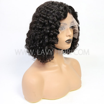 T part 13*1 Lace Frontal Bob Wig Deep Curly Human Virgin Hair