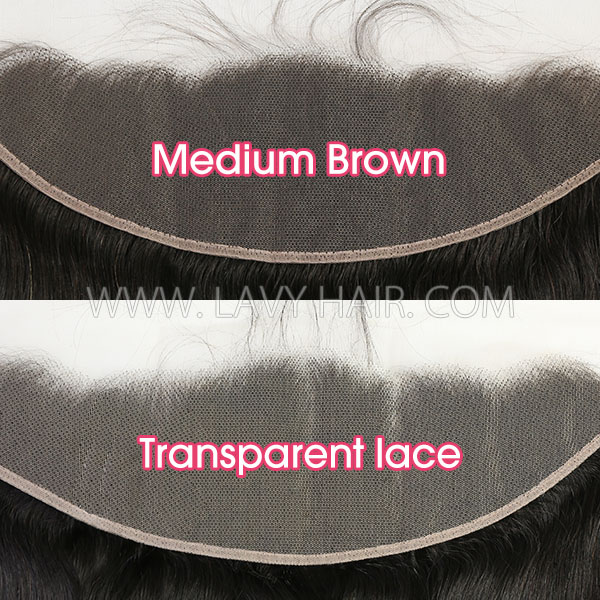 Buy One Get One Free Brown Lace 13*4 Lace Frontal  #1B Color 4c Curly Hairline Straight Hair Human hair Swiss lace