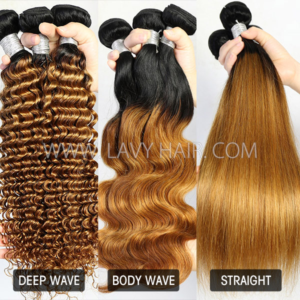 Ombre T1B/30 Color Superior Grade 1 bundle Straight/BW/DW Hair Extensions Brazilian Peruvian Malaysian Indian European Cambodian Burmese Mongolian