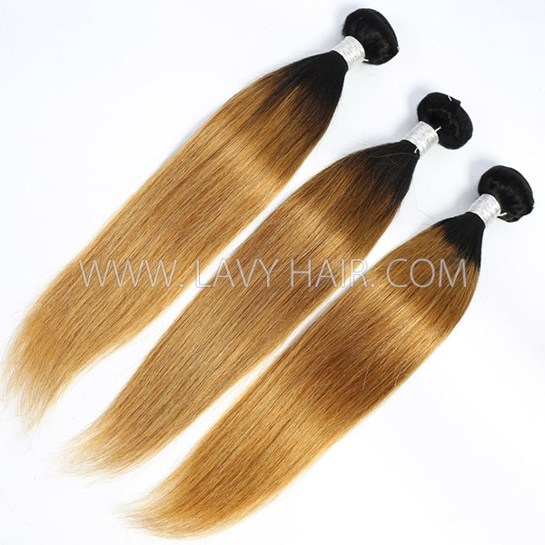 Ombre T1B/30 Color Superior Grade 1 bundle Straight/BW/DW Hair Extensions Brazilian Peruvian Malaysian Indian European Cambodian Burmese Mongolian