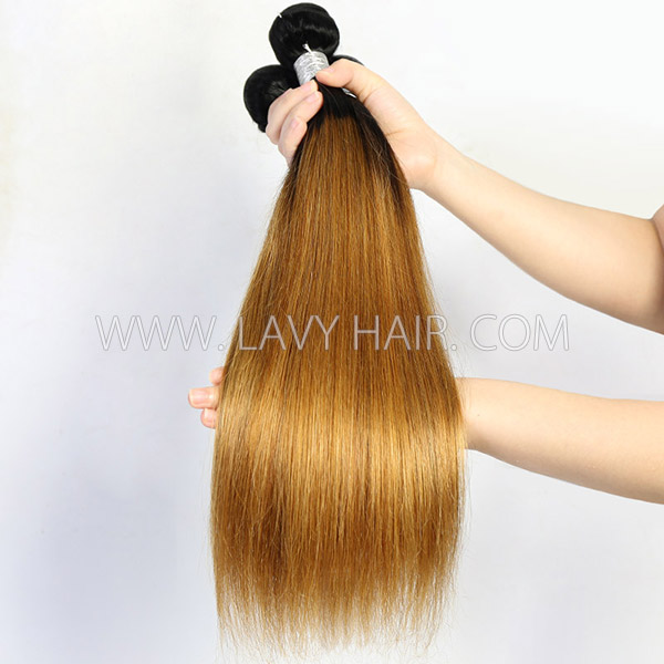 Ombre T1B/30 Color Superior Grade 1 bundle Straight/BW/DW Hair Extensions Brazilian Peruvian Malaysian Indian European Cambodian Burmese Mongolian