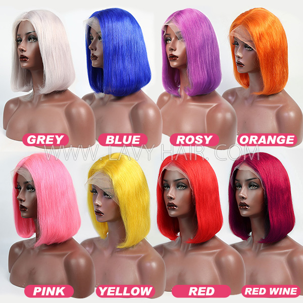 Buy One Get One Free Color Hair Bob Lace Frontal Bob Wig Straight Human Hair 150% Density