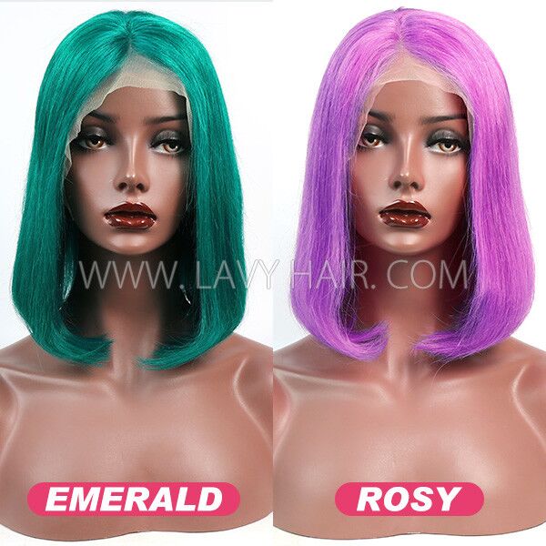 Buy One Get One Free Color Hair Bob Lace Frontal Bob Wig Straight Human Hair 150% Density