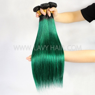 Ombre 1B/Emerald Color Superior Grade 1 bundle Straight Hair Extensions Brazilian Peruvian Malaysian Indian European Cambodian Burmese Mongolian