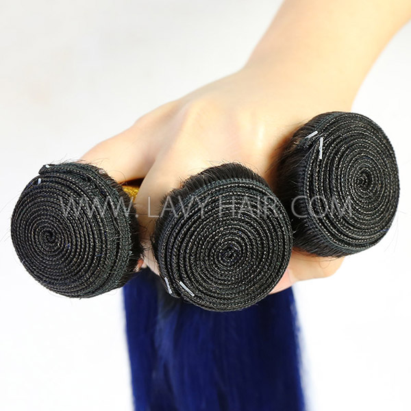 Ombre 1B/Blue Color Superior Grade 1 bundle Straight Hair Extensions Brazilian Peruvian Malaysian Indian European Cambodian Burmese Mongolian