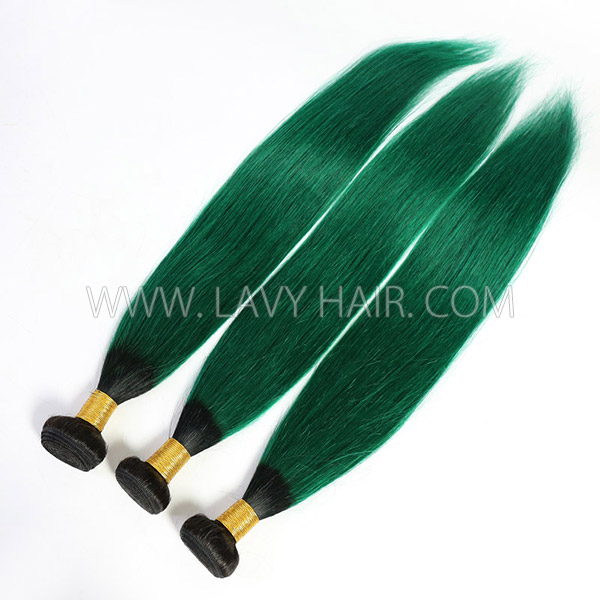 Ombre 1B/Emerald Color Superior Grade 1 bundle Straight Hair Extensions Brazilian Peruvian Malaysian Indian European Cambodian Burmese Mongolian