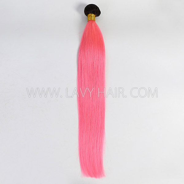 Ombre 1B/ Pink Color Superior Grade 1 bundle Straight Hair Extensions Brazilian Peruvian Malaysian Indian European Cambodian Burmese Mongolian