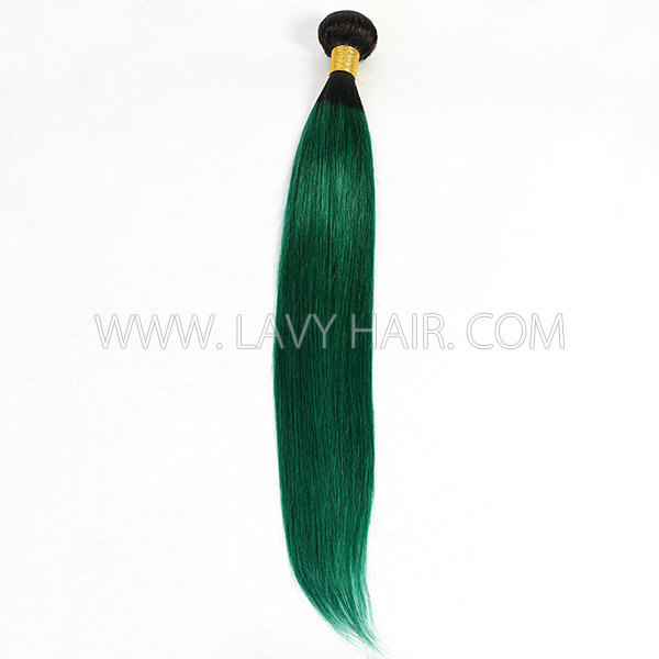 Ombre 1B/Emerald Color Superior Grade 1 bundle Straight Hair Extensions Brazilian Peruvian Malaysian Indian European Cambodian Burmese Mongolian