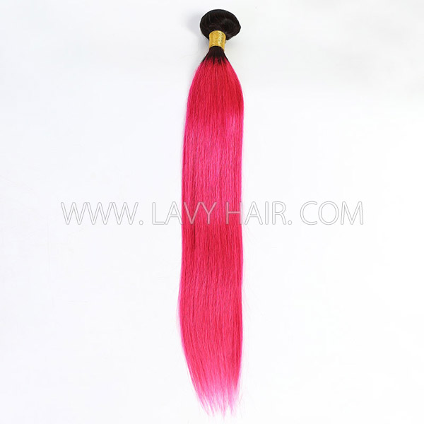 Ombre 1B/Rosy Color Superior Grade 1 bundle Straight Hair Extensions Brazilian Peruvian Malaysian Indian European Cambodian Burmese Mongolian