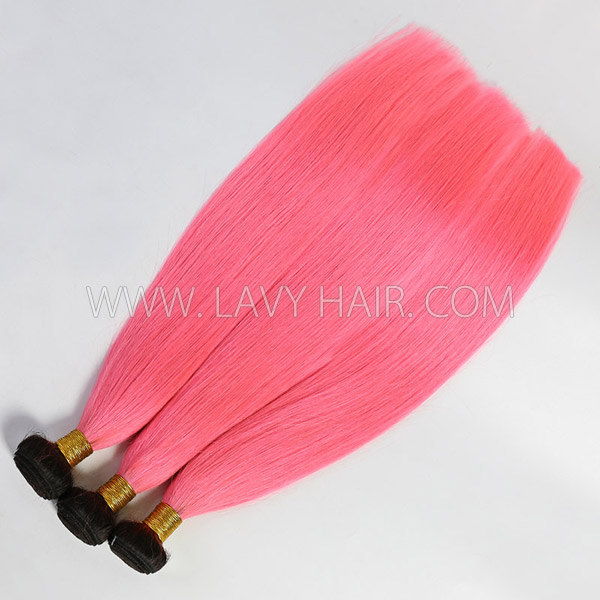 Ombre 1B/ Pink Color Superior Grade 1 bundle Straight Hair Extensions Brazilian Peruvian Malaysian Indian European Cambodian Burmese Mongolian