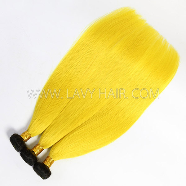 Ombre 1B/Yellow Color Superior Grade 1 bundle Straight Hair Extensions Brazilian Peruvian Malaysian Indian European Cambodian Burmese Mongolian