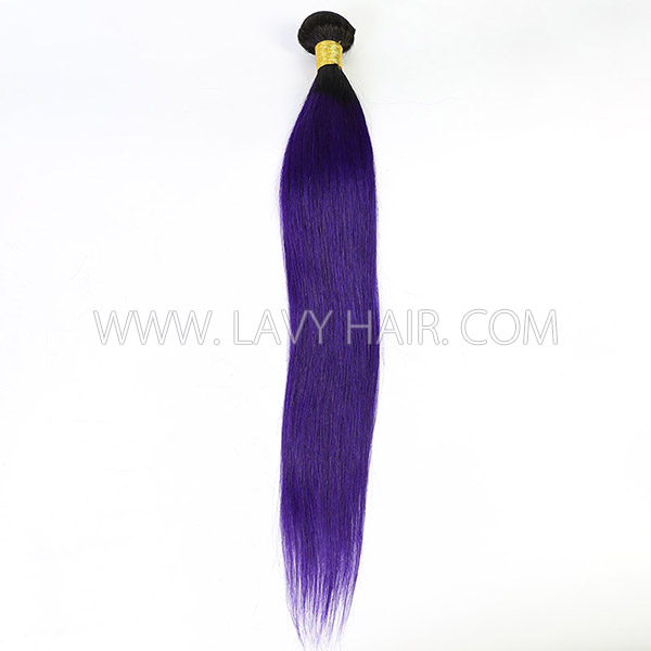 Ombre 1B/Purple Color Superior Grade 1 bundle Straight Hair Extensions Brazilian Peruvian Malaysian Indian European Cambodian Burmese Mongolian