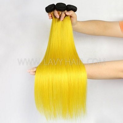 Ombre 1B/Yellow Color Superior Grade 1 bundle Straight Hair Extensions Brazilian Peruvian Malaysian Indian European Cambodian Burmese Mongolian