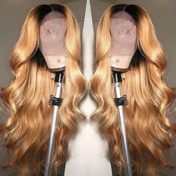 Glueless Wig Ombre Light Brown Color 150% Density Wear Go Lace Closure Wig 613lfw-59