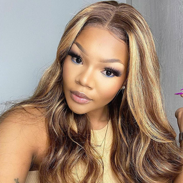 (All Texture Link) P4/27 Highlight Color 180% Density 13*4 Full Frontal Wigs Human Hair Preplucked Hairline Pre Bleached Tiny Knot Transparent Lace