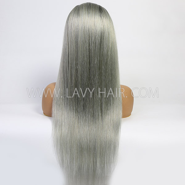 (All Texture Link) 1B/Grey Color 130% Density Full Lace Wigs Straight Hair Human Hair