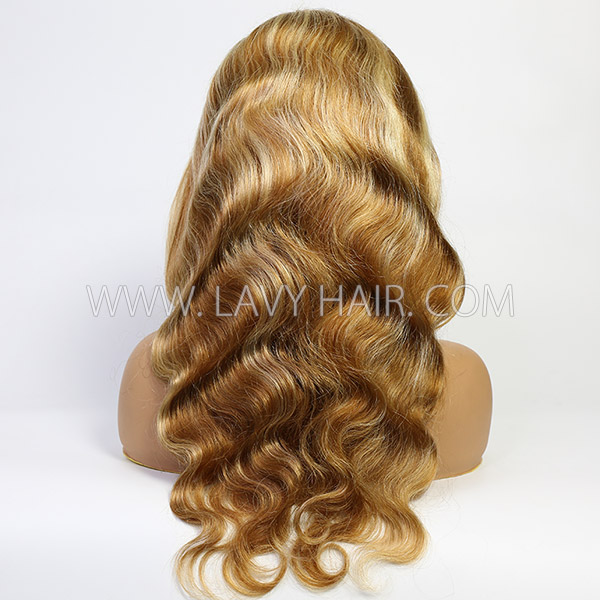 P30/613 Highlight Color 180% Density Human Hair Preplucked Lace Frontal Wigs