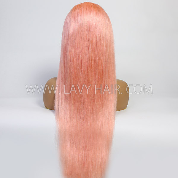 Pink Color 130% Density Full Lace Wigs Straight Hair Human Hair