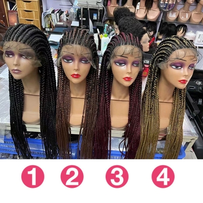 30 inch Braid Synthetic Hair Full Lace Wig with Baby Hair Several Color Choice