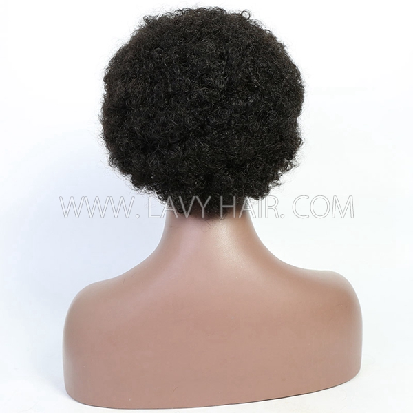 Afro Curly 13*1 Lace Frontal Short Bob Wig 150% Density  #1B natural Color Human Virgin Hair Cheap Wig