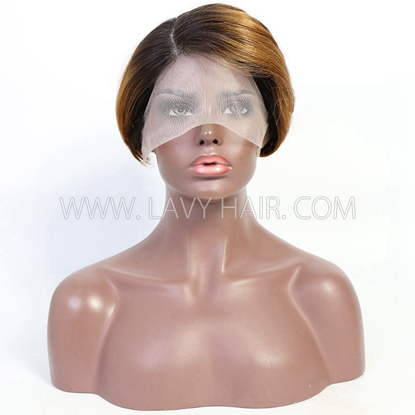 Pixie Cut T Part 150% Density Lace Frontal Short Bob Wig Colorful Human Virgin Hair Cheap Wig
