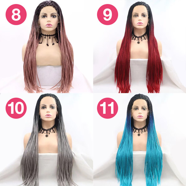 30 inch Braid Synthetic Hair Full Lace Wig with Baby Hair Several Color Choice