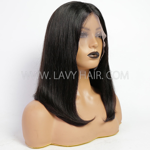 1B Natural Color T Part 13*1 Lace Frontal Short Bob Wig 150% Density Human Virgin Hair Cheap Wig