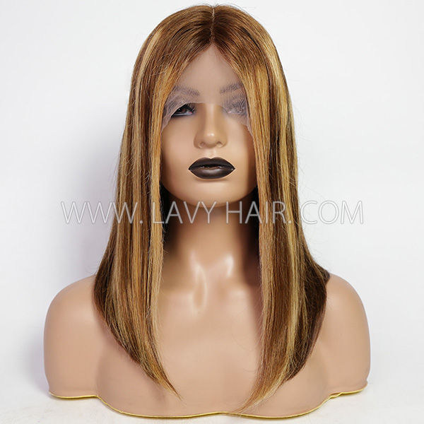 P4/27 Highlight Color T Part 13*1 Lace Frontal Short Bob Wig 150% Density Human Virgin Hair Cheap Wig