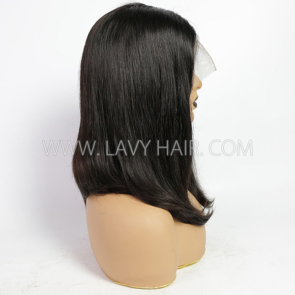 1B Natural Color T Part 13*1 Lace Frontal Short Bob Wig 150% Density Human Virgin Hair Cheap Wig