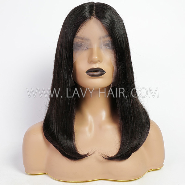 1B Natural Color T Part 13*1 Lace Frontal Short Bob Wig 150% Density Human Virgin Hair Cheap Wig