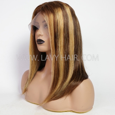 P4/27 Highlight Color T Part 13*1 Lace Frontal Short Bob Wig 150% Density Human Virgin Hair Cheap Wig