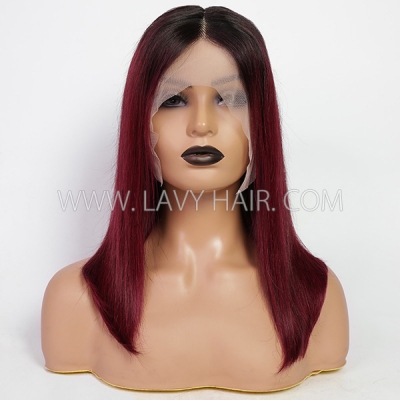 1B/99J Ombre Color T Part 13*1 Lace Frontal Short Bob Wig 150% Density Human Virgin Hair Cheap Wig