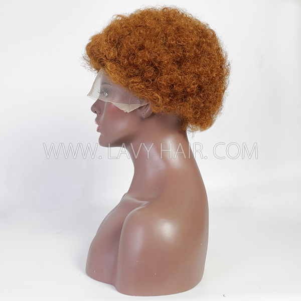 #30 Color T Part Lace Wig parting 13*1 Curly 6 inch Human Hair Wig 130% Density Cheap Wig