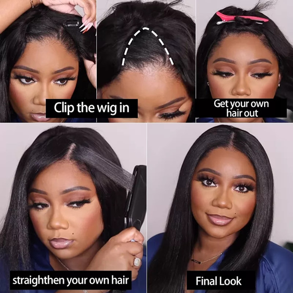 (All Texture Link) 200% Density 12-40 inches U part / Vpart Wigs 100% Human Hair Long Hair Leave Out Wig Straight/ Wavy/ Curly