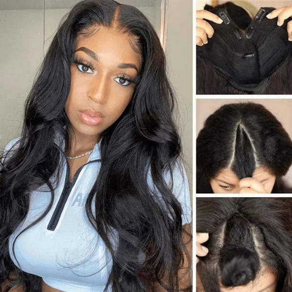(New Update)12-40 inches Body Wave U part Wigs /V part Wigs 150%&200% Density 100% Human Hair Half Wig