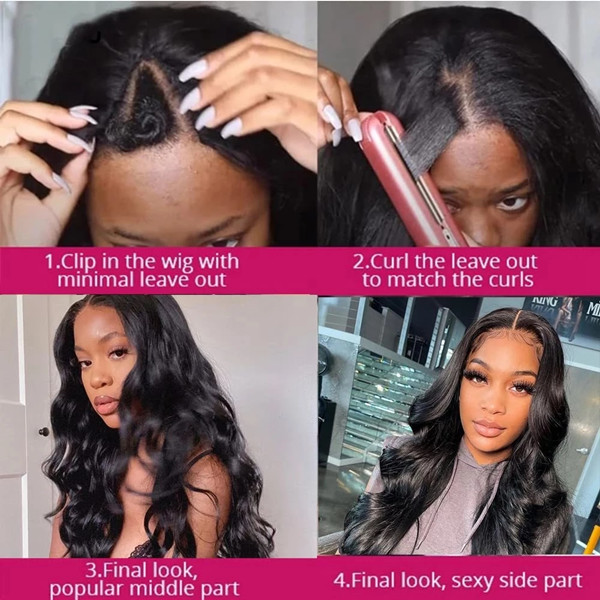 (All Texture Link) 150% Density 12-40 inches U part Wigs /V part Wigs 100% Human Hair Half Wig Straight /Wavy/ Curly